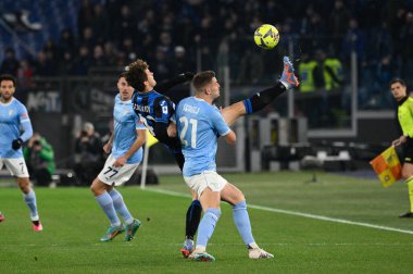 Giorgio Scalvini (Atalanta) Sergej Milinkovic-Savic (SS Lazio) during the Italian Football Championship League A 2022/2023 match between SS Lazio vs Atalanta BC at the Olimpic Stadium in Rome on 11 February 2023. - Credit: Fabrizio Corradetti/LiveMed