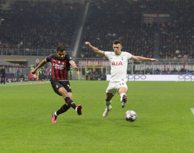 Junior Messias of AC Milan and Ivan Perisic of Tottenham Hotspur during the Uefa Champions League, football game between Ac Milan and Tottenham Hotspur on 14 February 2023 at San Siro Stadium, Milan, Italy. Photo Ndrerim Kaceli - Credit: Nderim Kacel