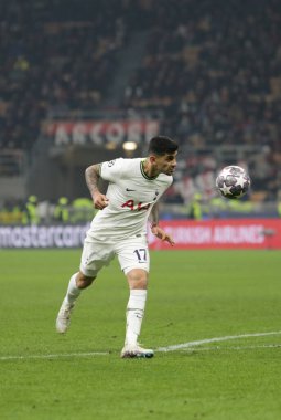 Cristian Romero of Tottenham Hotspur during the Uefa Champions League, football game between Ac Milan and Tottenham Hotspur on 14 February 2023 at San Siro Stadium, Milan, Italy. Photo Ndrerim Kaceli - Credit: Nderim Kaceli/LiveMedi