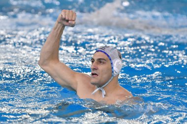 Giuseppe Valentino (Pallanuoto Trieste) LEN Euro Kupası su topu maçı yarı finalleri sırasında - Pallanuoto Trieste, Trieste, İtalya 'da Bruno Bianchi yüzme havuzunda BPER Savona' ya karşı - Fotoğraf: Marco Todar