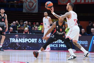 Shabazz Napier (EA7 Emporio Armani Olimpia Milano) Basketball Euroleague Şampiyonası EA7 Emporio ArmaniMilano Olimpiyatları sırasında İtalya 'nın başkenti Milano' da düzenlenen Assago Forumu 'nda, 3 Mart 2023 - Fotoğraf: Savino Paolell