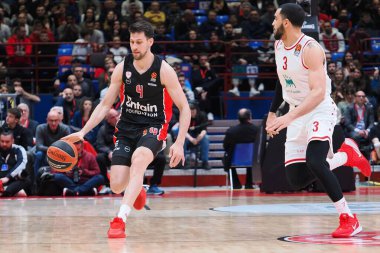 Basketbol Euroleague Şampiyonası 'nda Michalis Lountzis (Olympiacos Piraeus) EA7 Emporio ArmaniMilano ile Olympiacos arasında Milano Assago Forumu' nda, 3 Mart 2023 - Fotoğraf: Savino Paolell