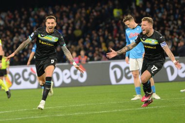 SS Lazio 'dan Matias Vecino, Diego Armando Maradona Stadyumu' nda SSC Napoli ve SS Lazio arasında oynanan Serie A maçının golünü attıktan sonra tezahürat yaptı: Danilo Gemito / LiveMedi