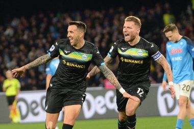 SS Lazio 'dan Matias Vecino, Diego Armando Maradona Stadyumu' nda SSC Napoli ve SS Lazio arasında oynanan Serie A maçının golünü attıktan sonra tezahürat yaptı: Danilo Gemito / LiveMedi