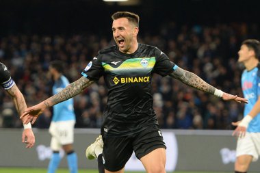 SS Lazio 'dan Matias Vecino, Diego Armando Maradona Stadyumu' nda SSC Napoli ve SS Lazio arasında oynanan Serie A maçının golünü attıktan sonra tezahürat yaptı: Danilo Gemito / LiveMedi