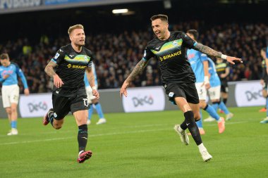 SS Lazio 'dan Matias Vecino, Diego Armando Maradona Stadyumu' nda SSC Napoli ve SS Lazio arasında oynanan Serie A maçının golünü attıktan sonra tezahürat yaptı: Danilo Gemito / LiveMedi