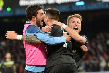 SS Lazio 'dan Matias Vecino, Diego Armando Maradona Stadyumu' nda SSC Napoli ve SS Lazio arasında oynanan Serie A maçının golünü attıktan sonra tezahürat yaptı: Danilo Gemito / LiveMedi