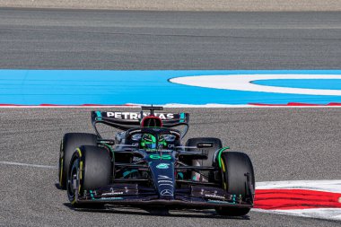   George Russell (GBR) Mercedes W14 E Performance    durinFORMULA 1 GULF AIR BAHRAIN GRAND PRIX 2023 - Credit: Alex Galli / Alessio De Marco //LiveMedi clipart