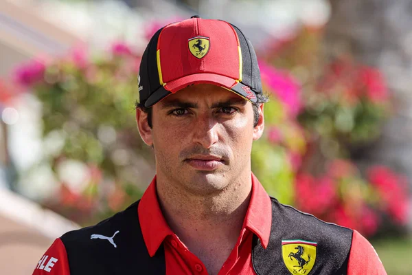 Carlos Sainz Spa Ferrari Durinformula Gulf Air Bahrain Grand Prix Rechtenvrije Stockfoto's