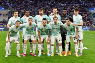 FC Inter takımı İtalya 'nın Milano kentindeki San Siro Stadyumu' nda FC Internazionale 'ye karşı Inter-FC Internazionale maçında, 5 Mart 2023' te Emmanuele Mastrodonat