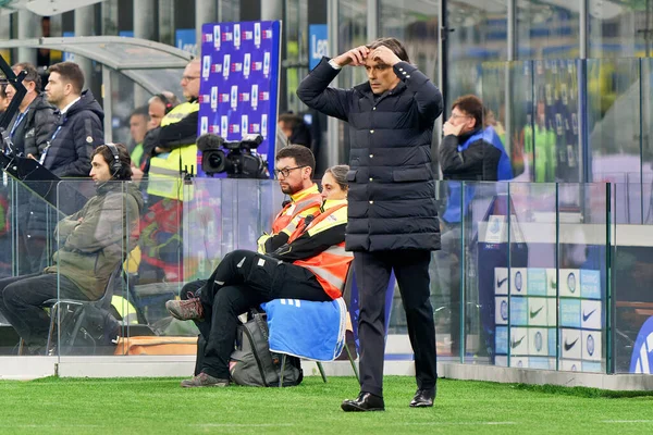 Προπονητής Simone Inzaghi Inter Κατά Διάρκεια Του Ιταλικού Αγώνα Ποδοσφαίρου — Φωτογραφία Αρχείου