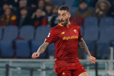 İtalyan futbolcu Leonardo Spinazzola İtalyan Serie A karşılaşmasında AS Roma ve Juventus FC 'ye karşı Roma Olimpico Stadyumu' nda, 5 Mart 2023 - Fotoğraf: AGN Fot