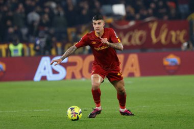 AS Roma takımından Gianluca Mancini İtalya 'nın başkenti Roma' daki Olimpico stadyumunda AS Roma ve Juventus FC maçında, 5 Mart 2023 - Fotoğraf: AGN Fot