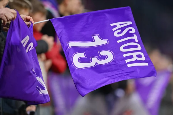 Bandera Memoria Davide Astori Giorcatore Acf Fiorentina Que Murió 2018 — Foto de Stock