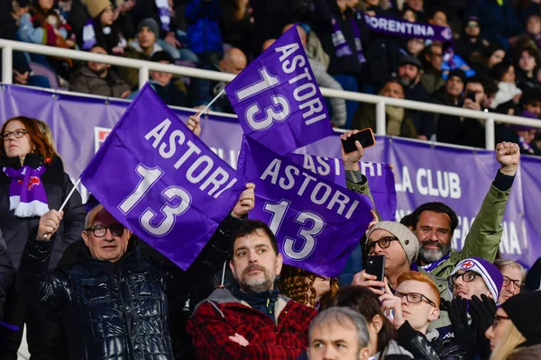 Прапори Пам Ять Давида Асторі Колишнього Гіганта Acf Fiorentina Який — стокове фото