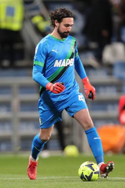 6 Mart 2023 'te İtalya' nın Reggio Emilia kentinde, Mapei Stadyumu-Citta del Tricolore 'da ABD' li Sassuolo Calcio ve ABD 'li Cremonese arasında oynanan Serie A maçı sırasında ABD' li Sassuolo Calcio 'dan Andrea Consigli görev başında. - Fotoğraf: Luca Amedeo Bizzarri / LiveMedi