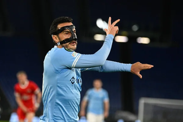 Pedro Lazio Celebra Después Anotar Gol Durante Partido Fútbol Uefa —  Fotos de Stock