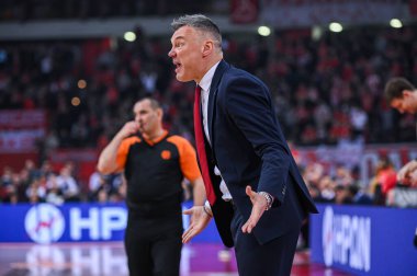 Euroleague 'deki FC Barcelona' nın teknik direktörü SARAS JASIKEVICIUS, 27. Raund, 7 Mart 2023 'te Yunanistan' ın başkenti Atina 'da Olympiacos Pire ile FC Barcelona arasında oynanan karşılaşma. - Fotoğraf: Stefanos Kyriazis / LiveMedi