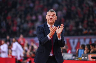 Euroleague 'deki FC Barcelona' nın teknik direktörü SARAS JASIKEVICIUS, 27. Raund, 7 Mart 2023 'te Yunanistan' ın başkenti Atina 'da Olympiacos Pire ile FC Barcelona arasında oynanan karşılaşma. - Fotoğraf: Stefanos Kyriazis / LiveMedi