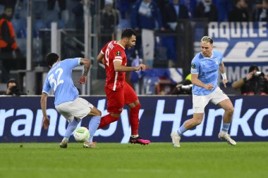 AZ Alkmaar takımından Vangelis Pavlidis, 7 Mart 2023 'te Roma' daki Stadio Olimpico 'da S.S. Lazio ve AZ Alkmaar arasında oynanan UEFA Avrupa Konferans Ligi' nin 16. - Fotoğraf: Domenico Cippitelli / LiveMedi