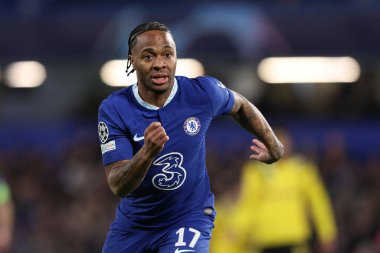 Chelsea FC 'den Raheem Sterling, UEFA Şampiyonlar Ligi futbol karşılaşması sırasında Londra' daki Stamford Köprüsü 'nde Chelsea FC ile Borussia Dortmund karşı karşıya geldi.