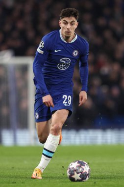 Chelsea FC takımından Kai Havertz, UEFA Şampiyonlar Ligi 'nde Chelsea FC, Borussia Dortmund' a karşı Londra 'daki Stamford Köprüsü' nde oynanan karşılaşmada, 7 Mart 2023 - Fotoğraf: Francesco Scaccianoc