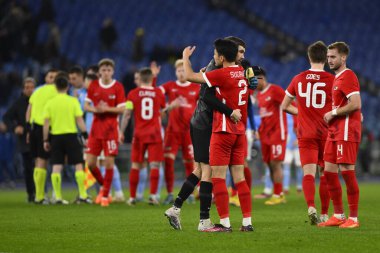 AZ Alkmaar takım arkadaşları, 7 Mart 2023 'te Roma' daki Stadio Olimpico 'da S.S. Lazio ve AZ Alkmaar arasında oynanan UEFA Avrupa Konferans Ligi' nin 16. - Fotoğraf: Domenico Cippitelli / Li