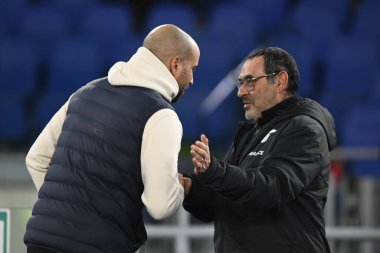 S.S. LAZIO 'dan Pascal Jansen ve Maurizio Sarri, 7 Mart 2023' te Roma 'daki Stadio Olimpico' da S.S. Lazio ve AZ Alkmaar arasında düzenlenen UEFA Avrupa Konferans Ligi 'nin 16. - Fotoğraf: Domenico Cippitelli