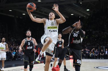 Dante Exum (Partizan Mozzart Bet Belgrad) Euroleague basketbol şampiyonası maçında Segafredo Virtus Bologna 'ya karşı. Partizan Mozzart Bet Belgrad - Bologna, İtalya, 07 Mart 2023, Segafredo Arena - Kredi: Michele Nucci / LiveMedi