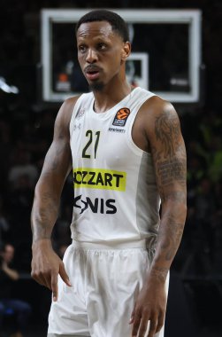 Euroleague basketbol şampiyonası maçında James Nunnally (Partizan Mozzart Bet Belgrad) Segafredo Virtus Bologna 'ya karşı. Partizan Mozzart Bet Belgrad - Bologna, İtalya, 07 Mart 2023, Segafredo Arena - Kredi: Michele Nucci / LiveMedi