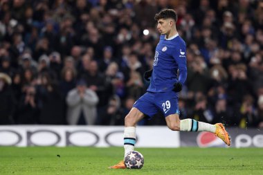 Chelsea FC 'den Kai Havertz, UEFA Şampiyonlar Ligi' nde Chelsea FC - Borussia Dortmund maçında İngiltere 'nin başkenti Londra' daki Stamford Köprüsü 'nde oynanan penaltı vuruşuyla ikinci golünü attı.