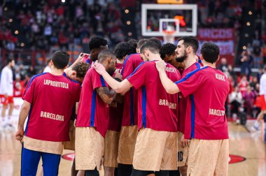 FC Barcelona oyuncuları Euroleague, 27. Raund, 7 Mart 2023 tarihinde Atina, Yunanistan 'da Olympiacos Pire ve FC Barcelona arasında oynanan karşılaşma. - Fotoğraf: Stefanos Kyriazis / LiveMedi