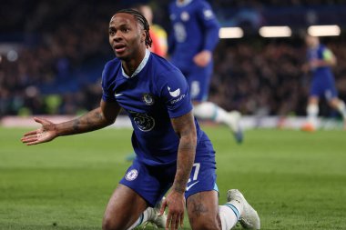 Chelsea FC 'den Raheem Sterling, UEFA Şampiyonlar Ligi Chelsea FC' nin Borussia Dortmund 'a karşı Londra' daki Stamford Köprüsü 'nde oynadığı maçta tepki gösterdi, 07 Mart 2023 - Fotoğraf: Francesco Scaccianoc