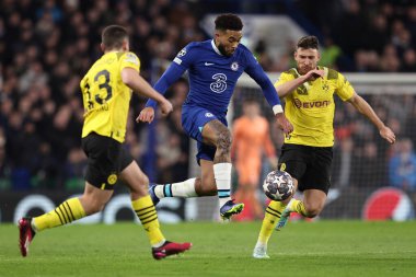 Chelsea FC 'den Reece James UEFA Şampiyonlar Ligi' nin Chelsea FC - Borussia Dortmund maçı sırasında Londra 'daki Stamford Köprüsü' nde, 07 Mart 2023 - Fotoğraf: Francesco Scaccianoc