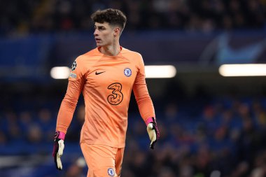 Chelsea FC 'den Kepa Arrizabalaga, UEFA Şampiyonlar Ligi Chelsea FC - Borussia Dortmund maçında Londra' daki Stamford Köprüsü 'nde görülüyor.