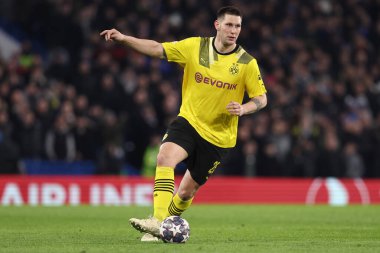 Borussia Dortmund takımından Niklas Sule, UEFA Şampiyonlar Ligi Chelsea FC - Borussia Dortmund maçı sırasında Londra 'daki Stamford Köprüsü' nde, 07 Mart 2023 - Fotoğraf: Francesco Scaccianoc