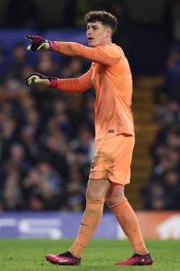 Chelsea FC 'den Kepa Arrizabalaga, UEFA Şampiyonlar Ligi futbol karşılaşması sırasında Londra, İngiltere' deki Stamford Köprüsü 'nde Chelsea FC - Francesco Scaccianoc