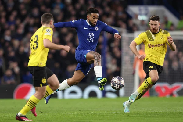 Chelsea FC 'den Reece James UEFA Şampiyonlar Ligi' nin Chelsea FC - Borussia Dortmund maçı sırasında Londra 'daki Stamford Köprüsü' nde, 07 Mart 2023 - Fotoğraf: Francesco Scaccianoc