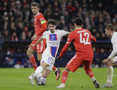 Uefa Şampiyonlar Ligi sırasında Fc Paris Saint-Germain 'den Vitinha, Fc Bayern Münih ve Paris Saint-Germain arasında 08 Mart 2023 tarihinde Allianz Arena, Münih, Almanya Fotoğraf: Ndrerim Kaceli - Fotoğraf: Nderim Kaceli / LiveMedi
