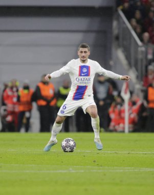 Uefa Şampiyonlar Ligi sırasında Fc Paris Saint-Germain 'den Marco Verratti, Fc Bayern Münih ve Paris Saint-Germain arasında 08 Mart 2023 tarihinde Allianz Arena, Münih, Almanya Fotoğraf: Ndrerim Kaceli / LiveMedi