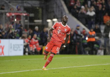 Uefa Şampiyonlar Ligi sırasında Fc Bayern Münih 'ten Sadio Mane, Fc Bayern Münih ve Paris Saint-Germain arasında 08 Mart 2023 tarihinde Allianz Arena, Münih, Almanya Fotoğraf: Ndrerim Kaceli / LiveMedi