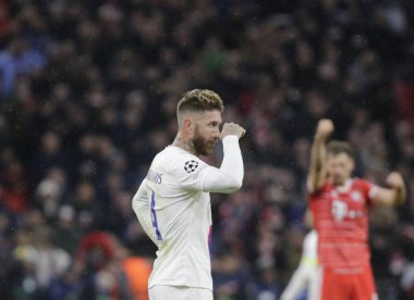 Uefa Şampiyonlar Ligi sırasında Fc Paris Saint-Germain 'den Sergio Ramos, Fc Bayern Münih ve Paris Saint-Germain arasında 08 Mart 2023 tarihinde Allianz Arena, Münih, Almanya Fotoğraf: Ndrerim Kaceli / LiveMedi