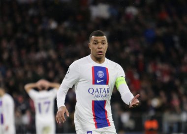 Uefa Şampiyonlar Ligi sırasında Fc Paris Saint-Germain 'den Kylian Mbappe, Fc Bayern Münih ve Paris Saint-Germain arasında 08 Mart 2023 tarihinde Allianz Arena, Münih, Almanya Fotoğraf Ndrerim Kaceli - Fotoğraf: Nderim Kaceli / LiveMedi