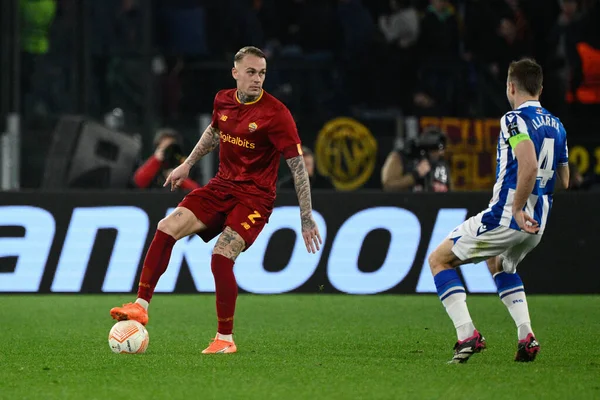 stock image Rick Karsdorp (AS Roma)  during the UEFA Europa League 2022-2023 football match between AS Roma and Real Sociedad at the Olympic Stadium in Rome on March 09, 2022. - Credit: Fabrizio Corradetti/LiveMedi