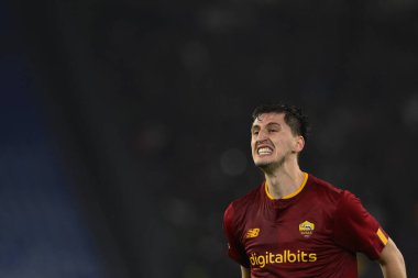 A.S. Roma 'dan Marash Kumbulla, 9 Mart 2023' te Roma 'daki Stadio Olimpico' da düzenlenen A.S. Roma ile Real Sociedad de Futbol arasında oynanan UEFA Avrupa Ligi 'nin 16. - Fotoğraf: Domenico Cippite