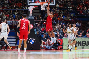 Kyle Hines (EA7 Emporio Armani Olimpia Milano) basketbol şampiyonası EA7 Emporio Armani Milano, Assago Forumu 'nda KK Partizan' a karşı, 9 Mart 2023 - Fotoğraf: Savino Paolell