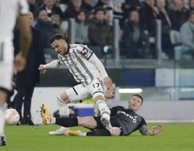 Uefa Avrupa Ligi sırasında Filip Kostic, 09 Mart 2023 tarihinde Juventus ile Freiburg arasında İtalya 'nın başkenti Turin' deki Allianz Stadyumu 'nda oynanan futbol maçı Fotoğrafı: Nderim Kaceli / LiveMedi