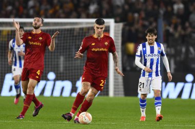 A.S. Roma takımından Gianluca Mancini, 9 Mart 2023 'te Roma' daki Stadio Olimpico 'da A.S. Roma ile Real Sociedad de Futbol arasında oynanan UEFA Avrupa Ligi' nin 16. - Fotoğraf: Domenico Cippitelli / LiveMedi