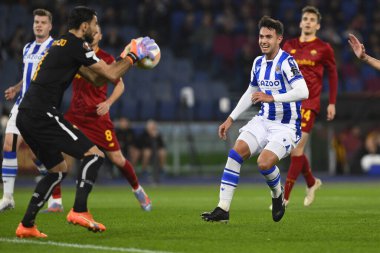 Real Sociedad de Futbol 'dan Martin Zubimendi, 9 Mart 2023' te Roma 'daki Stadio Olimpico' da A.S. Roma ve Real Sociedad de Futbol arasında oynanan UEFA Avrupa Ligi 'nin 16. - Fotoğraf: Domenico Cippitelli / LiveMedi