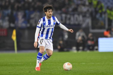 Real Sociedad de Futbol takımından David Silva, 9 Mart 2023 'te Roma' daki Stadio Olimpico 'da A.S. Roma ile Real Sociedad de Futbol arasında oynanan UEFA Avrupa Ligi' nin 16. - Fotoğraf: Domenico Cippitelli / LiveMedi